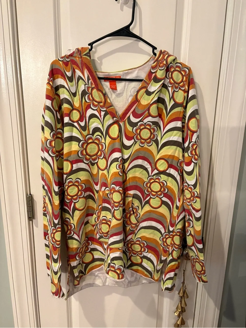 Retro Floral Hooded Sweater - Multicolor